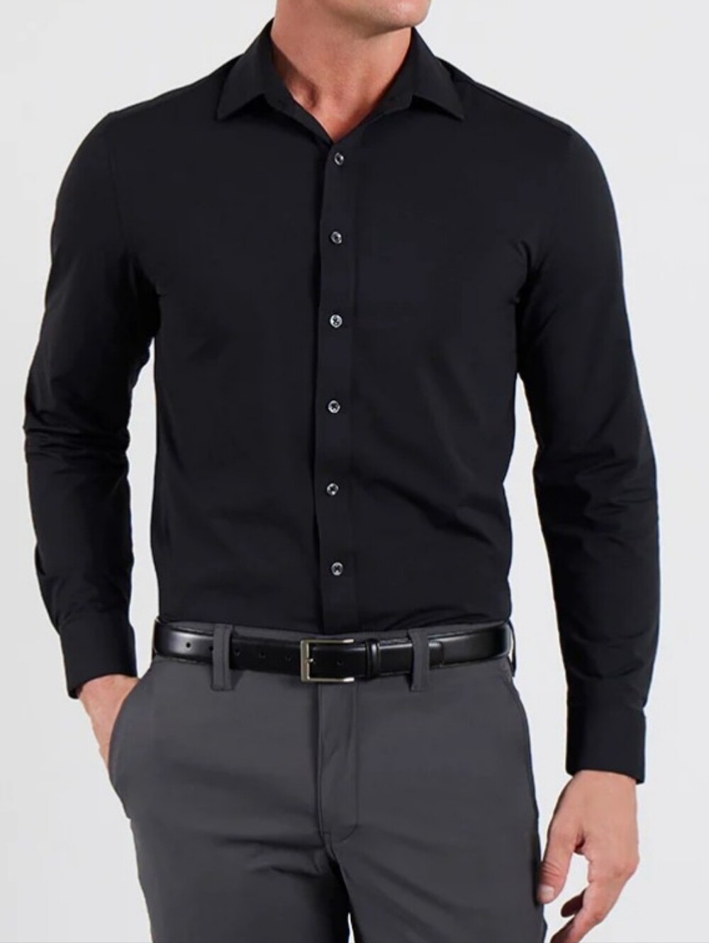 all in motion Black Long-Sleeve Button-Down Shirt